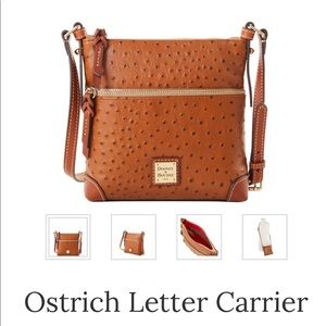 Dooney & Bourke Ostrich Letter Crossbody in Caramel